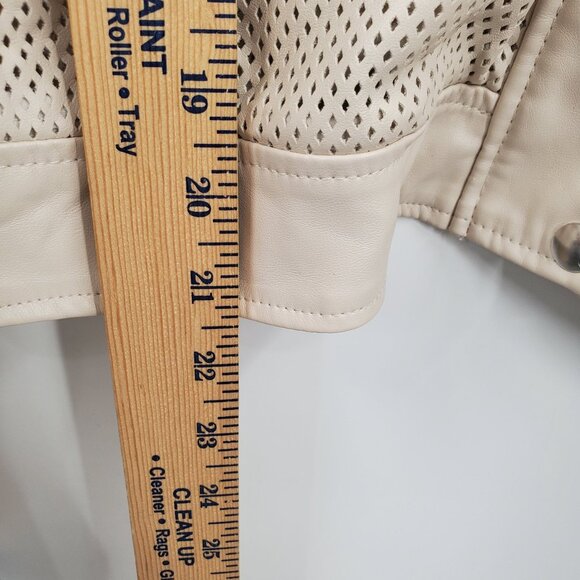 Blank NYC Imelda Cream Perforated Vegan Leather Moto Jacket Women Size XL NWT - Picture 8 of 11